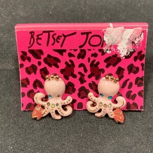 Betsey Johnson Pink and Gold Octopus Earrings